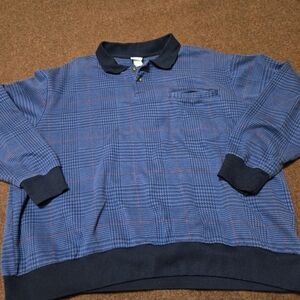 Vintage Casual Joe By Haband Men's 2X Golf Pull Over With 2 Buttons Blue